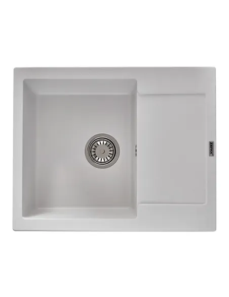 Мийка прямокутна для кухні Zerix ZS-6250S-01 White, 615x495x200 мм, з граніту