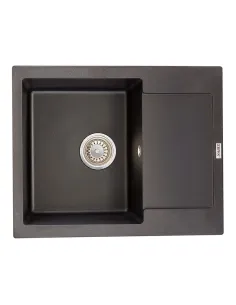Мойка для кухни прямоугольная Zerix ZS-6250S-14 Black metallic, 615x495x200 мм, из гранита