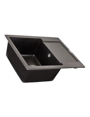 Мийка прямокутна для кухні Zerix ZS-6250S-14 Black metallic, 615x495x200 мм, з граніту