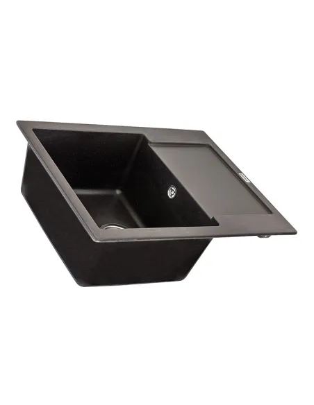 Мойка для кухни прямоугольная Zerix ZS-6250S-14 Black metallic, 615x495x200 мм, из гранита