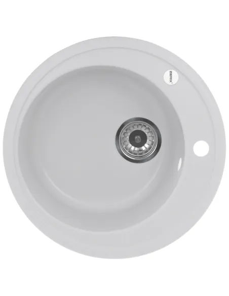 Мойка для кухни круглая Zerix ZS-510R-01, 510х510х200 мм, белая, из гранита