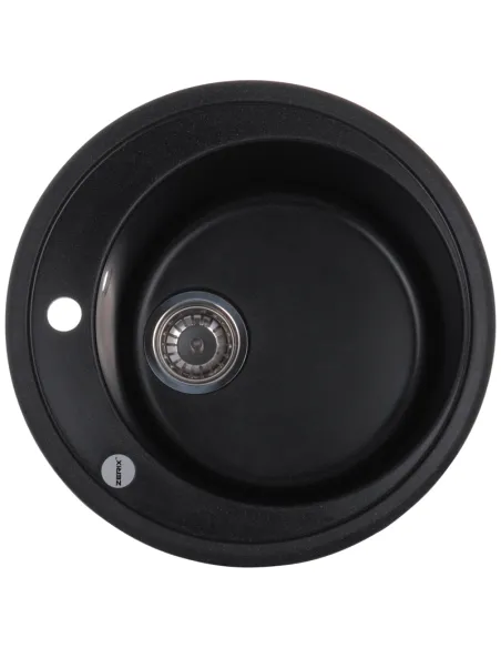 Мойка для кухни круглая Zerix ZS-510R-03, 510х510х200 мм, черная, из гранита