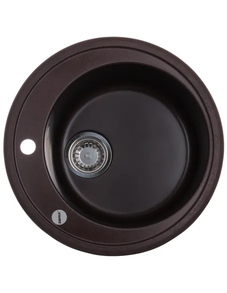 Мийка для кухні кругла Zerix ZS-510R-12, 510х510х200 мм, коричнева, з граніту