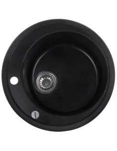 Мойка для кухни круглая Zerix ZS-510R-14, 510х510х200 мм, черный металлик, из гранита