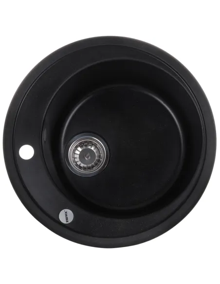 Мийка для кухні кругла Zerix ZS-510R-14, 510х510х200 мм, чорний металік, з граніту