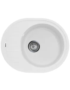 Мойка для кухни круглая Zerix ZS-6250R-01, 620х500х200 мм, белая, из гранита