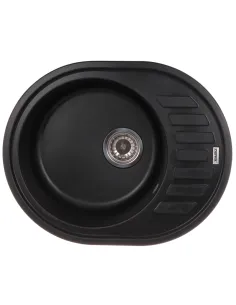 Мойка для кухни круглая Zerix ZS-6250R-03, 620х500х200 мм, черная, из гранита