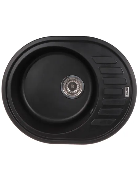 Мийка для кухні кругла Zerix ZS-6250R-03, 620х500х200 мм, чорна, із граніту
