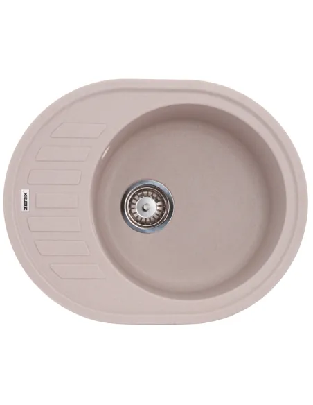 Мийка для кухні кругла Zerix ZS-6250R-06, 620х500х200 мм, бежева, з граніту