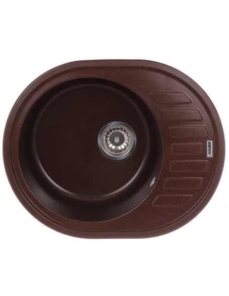 Мийка для кухні кругла Zerix ZS-6250R-12, 620х500х200 мм, коричнева, з граніту