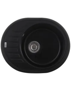 Мойка для кухни круглая Zerix ZS-6250R-14, 620х500х200 мм, черный металлик, из гранита