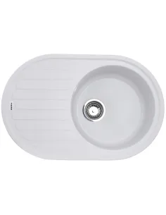 Мойка для кухни круглая Zerix ZS-7750R-01, 765х495х200 мм, белая, из гранита