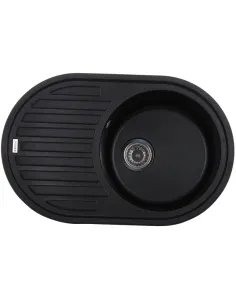 Мойка для кухни круглая Zerix ZS-7750R-03, 765х495х200 мм, черная, из гранита