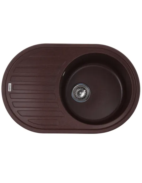 Мойка для кухни круглая Zerix ZS-7750R-12, 765х495х200 мм, коричневая, из гранита