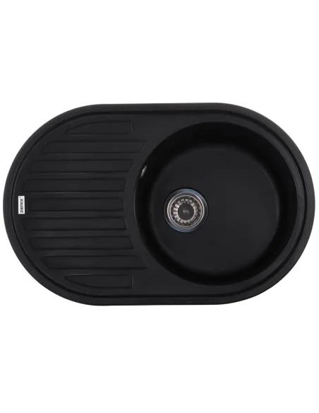 Мойка для кухни круглая Zerix ZS-7750R-14, 765х495х200 мм, черный металлик, из гранита