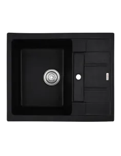 Мийка для кухні прямокутна Haiba HB8210-G226 Black, 620x500x200 мм, з граніту