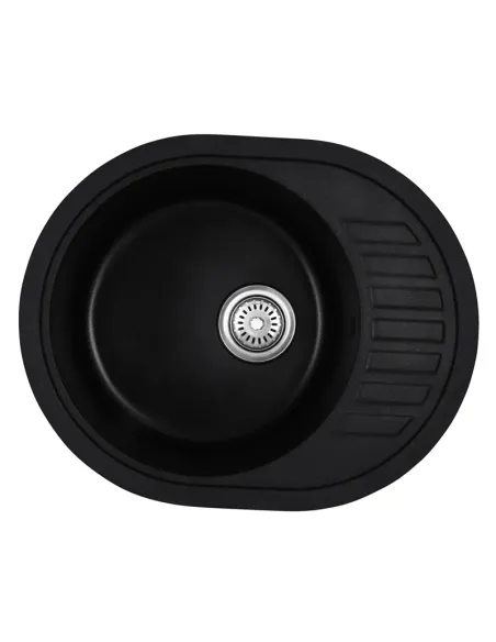 Мийка для кухні кругла Haiba HB8311-G226 Black, 570x450x180 мм, з граніту