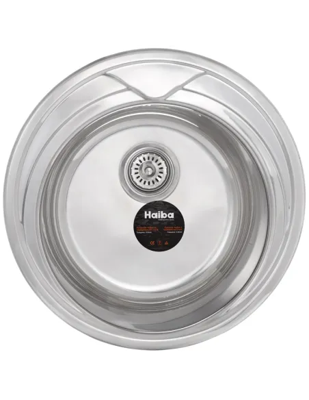Мойка для кухни круглая Haiba 510 Polish, 0.8 мм из нержавеющей стали