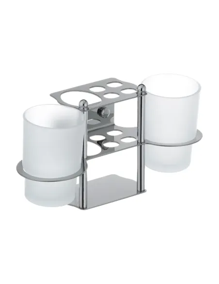 Склянка для ванної кімнати Zerix LR103 ZX2632 подвійна, з тримачем для зубних щіток