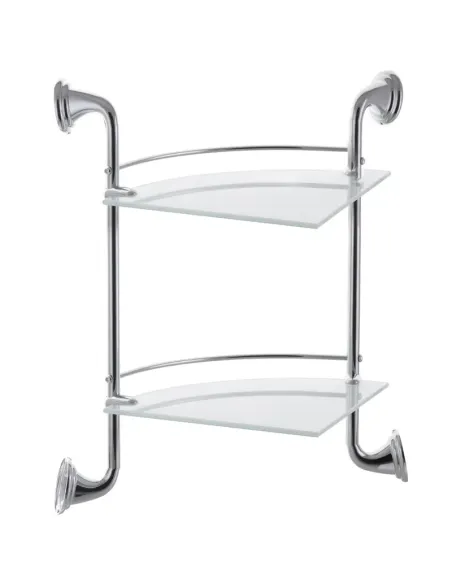 Полиця скляна для ванної Zerix LR1507-2 LL1408 кутова, подвійна