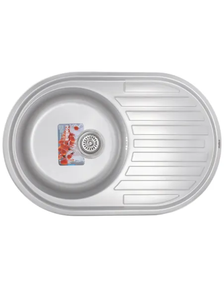 Мийка для кухні кругла Haiba Decor 770x500x180 мм з нержавіючої сталі