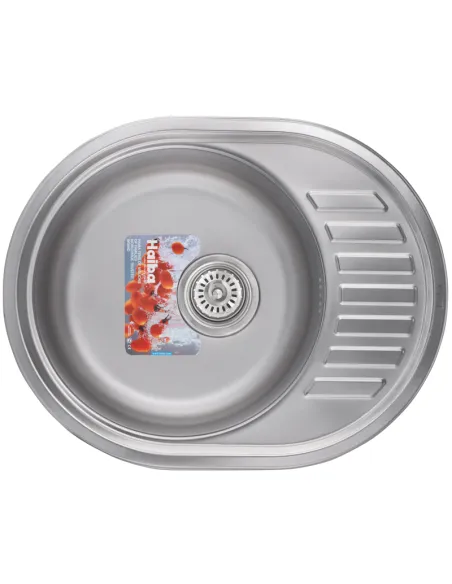 Мийка для кухні кругла Haiba Satin 570x450x180 мм з нержавіючої сталі