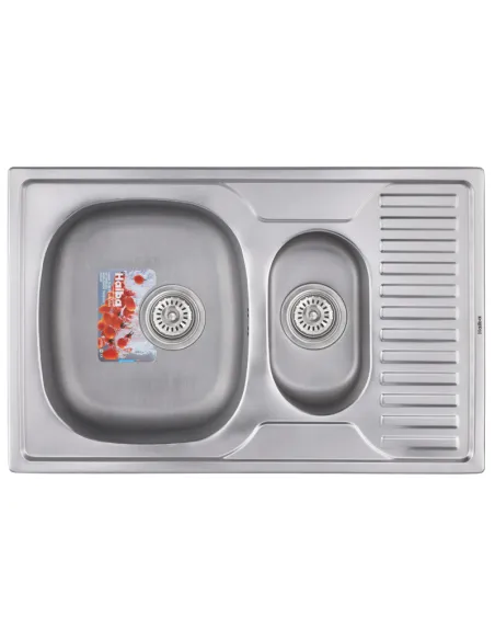 Мойка для кухни прямоугольная Haiba Armonia Decor 780x500x180 мм из нержавеющей стали, с двумя чашами