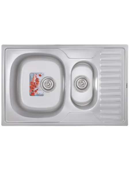 Мойка для кухни прямоугольная Haiba Armonia Satin 780x500x180 мм из нержавеющей стали, с двумя чашами