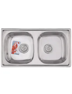 Мойка для кухни прямоугольная Haiba Double Polish 780x430x180 мм из нержавеющей стали, с двумя чашами