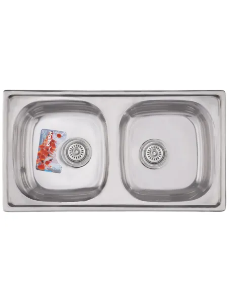 Мойка для кухни прямоугольная Haiba Double Polish 780x430x180 мм из нержавеющей стали, с двумя чашами