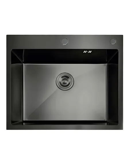 Мийка для кухні прямокутна Mixxus MH5843 DECOR NANO-BLACK 580х430х215 мм з нержавіючої сталі, графіт