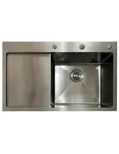 Мойка для кухни прямоугольная Mixxus MH7849L NANO-BLACK 780х490х215 мм из нержавеющей стали, графит