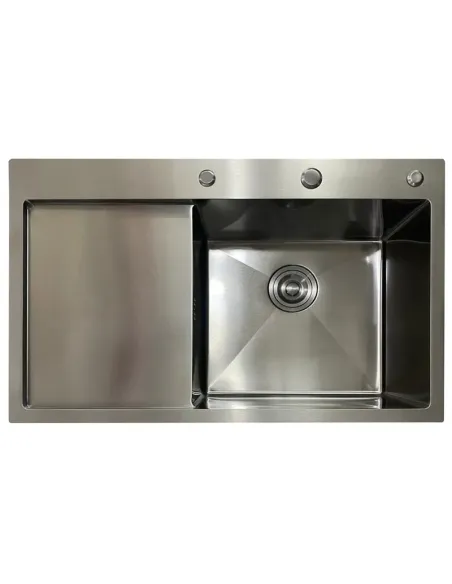 Мойка для кухни прямоугольная Mixxus MH7849L NANO-BLACK 780х490х215 мм из нержавеющей стали, графит