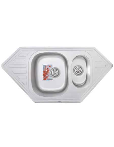 Мийка для кухні кутова Haiba Decor 1000x500x180 мм з нержавіючої сталі, з двома чашами