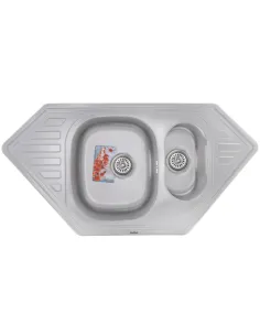 Мойка для кухни угловая Haiba Satin 1000x500x180 мм из нержавеющей стали, с двумя чашами
