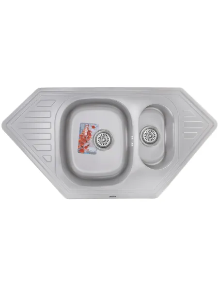 Мийка для кухні кутова Haiba Satin 1000x500x180 мм з нержавіючої сталі, з двома чашами Мийка для кухні кутова Haiba Satin 1000x500x180 мм з нержавіючої сталі, з двома чашами