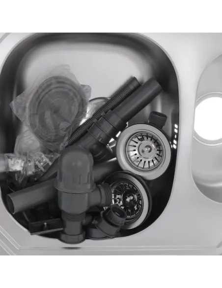 Мойка для кухни угловая Haiba Satin 1000x500x180 мм из нержавеющей стали, с двумя чашами