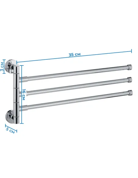 Тримач для рушників Zerix LR113 LL1487 потрійний, поворотний