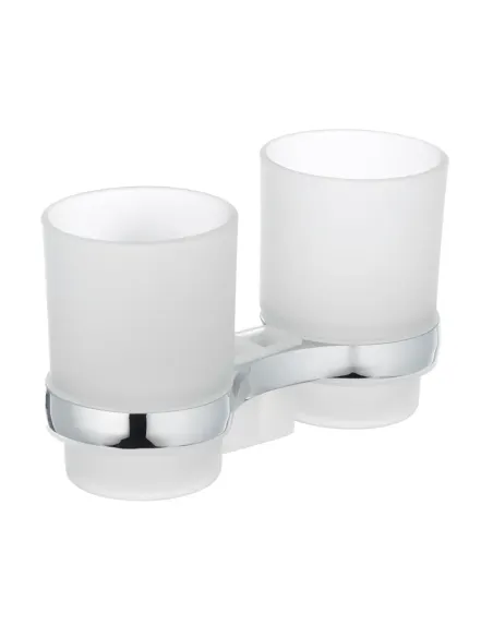 Склянка для ванної кімнати Zerix LR3308 LL1439 подвійна, з тримачем для зубних щіток