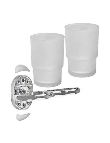 Склянка для ванної кімнати Zerix AFB-0108 ZX5058 подвійна, з тримачем для зубних щіток