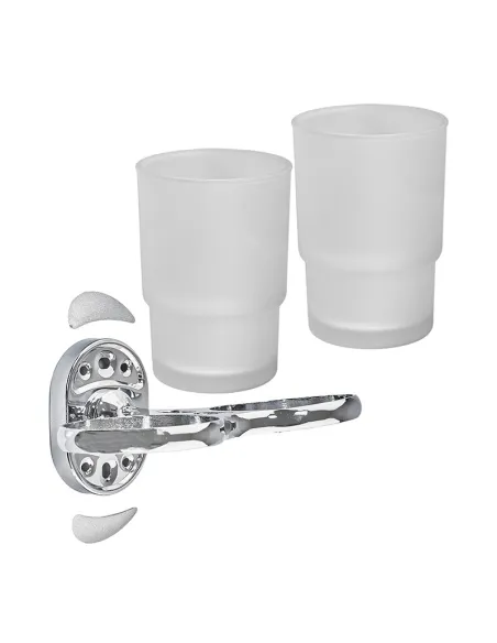 Склянка для ванної кімнати Zerix AFB-0108 ZX5058 подвійна, з тримачем для зубних щіток