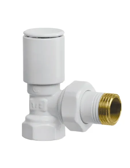 Кран для полотенцесушителя угловой Koer KR.531.White - 1/2 дюйма, комплект