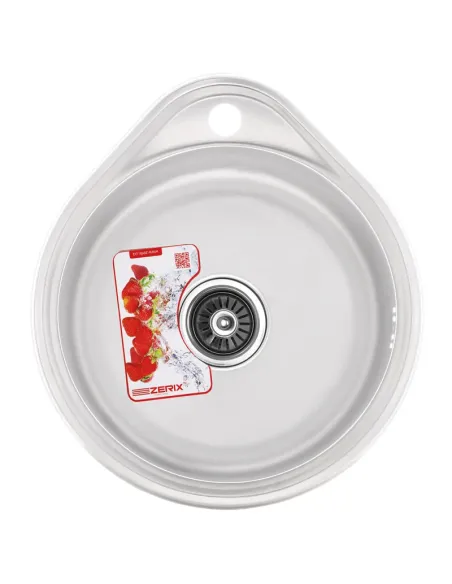 Мийка для кухні кругла Zerix Z4843-06-160MD Micro Decor 480x430x160 мм з нержавіючої сталі