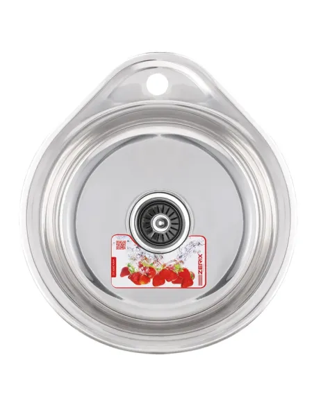 Мойка для кухни круглая Zerix Z4843-06-160P Polish 480x430x160 мм из нержавеющей стали