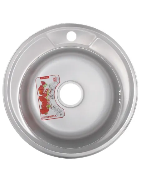 Мойка для кухни круглая Zerix Z490-06-180MD Micro Decor 490x490x180 мм из нержавеющей стали