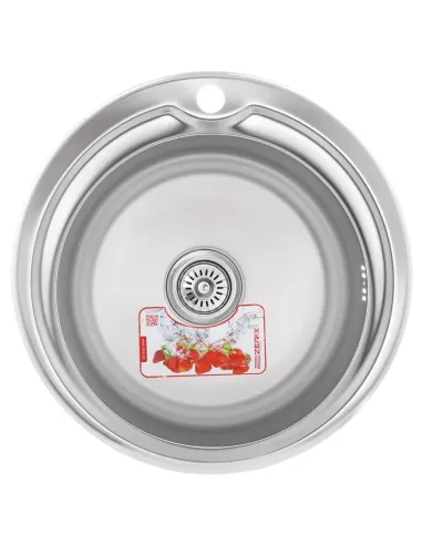 Мойка для кухни круглая Zerix Z510-08-180E Satin ZX1586 510x510x180 мм из нержавеющей стали