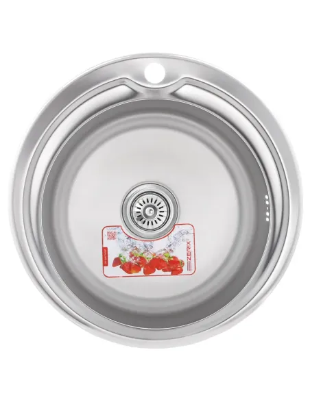 Мойка для кухни круглая Zerix Z510-08-180E Satin ZX1586 510x510x180 мм из нержавеющей стали