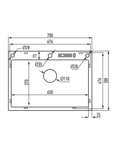 Мийка прямокутна для кухні Mixxus MH7050-SK Nano-Black 700x500x215 мм з нержавіючої сталі