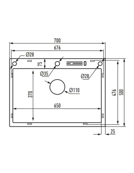 Мойка для кухни прямоугольная Mixxus MH7050-SK Nano-Black 700x500x215 мм из нержавеющей стали