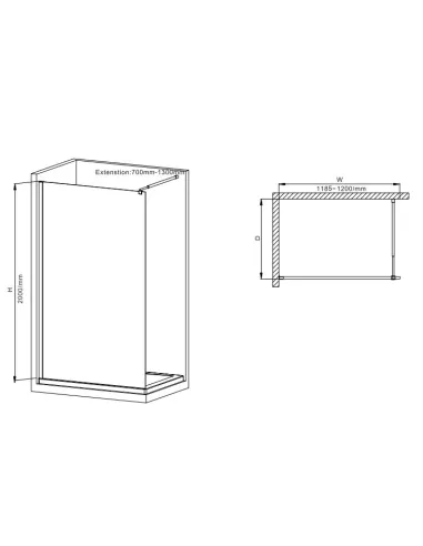 Душевая перегородка Mixxus Premium FLAT SP01-120x200-TR Chrome Walk-In MI6852, 120x200 см